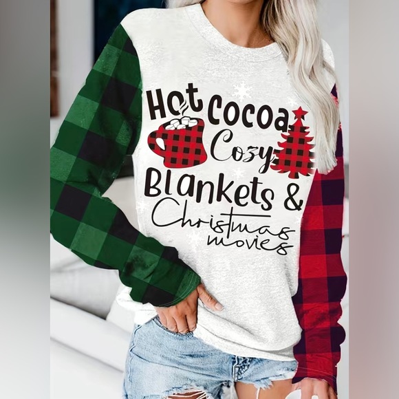 Adorable Woman’s Long Sleeve Crewneck Holiday Top. Size: Various - Picture 1 of 3